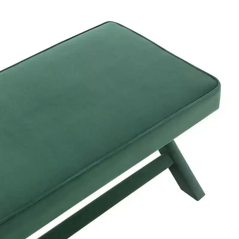 Banc rembourré en velours GDFStudio Kitto de style Mid-Century avec piétement en X
