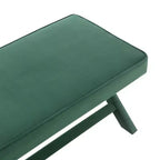 Banc rembourré en velours GDFStudio Kitto de style Mid-Century avec piétement en X
