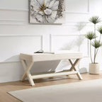 Banc rembourré en velours GDFStudio Kitto de style Mid-Century avec piétement en X