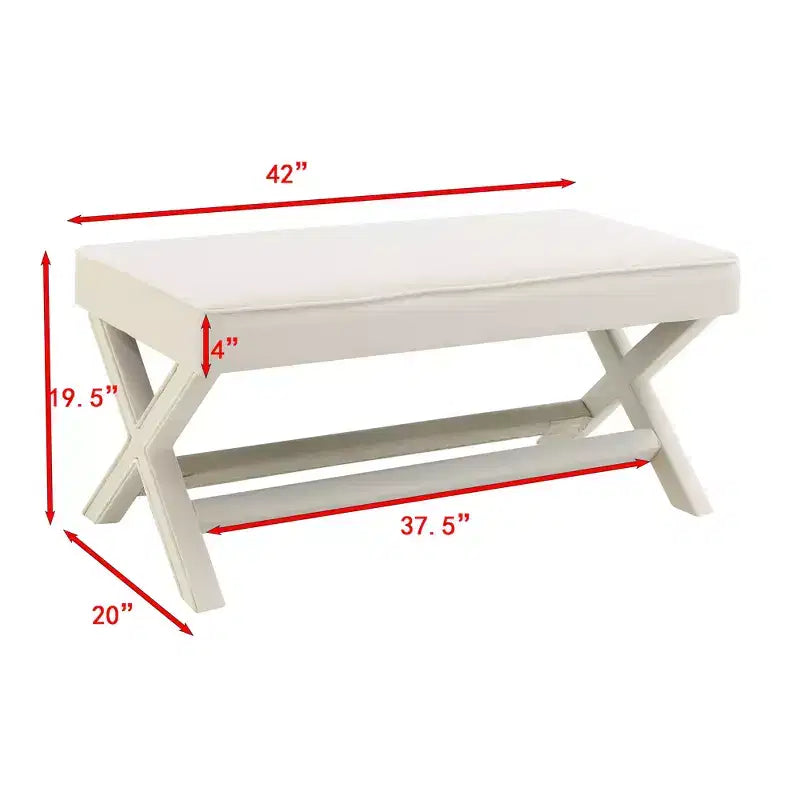 Banc rembourré en velours GDFStudio Kitto de style Mid-Century avec piétement en X