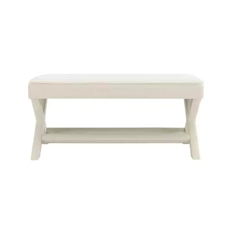 Banc rembourré en velours GDFStudio Kitto de style Mid-Century avec piétement en X
