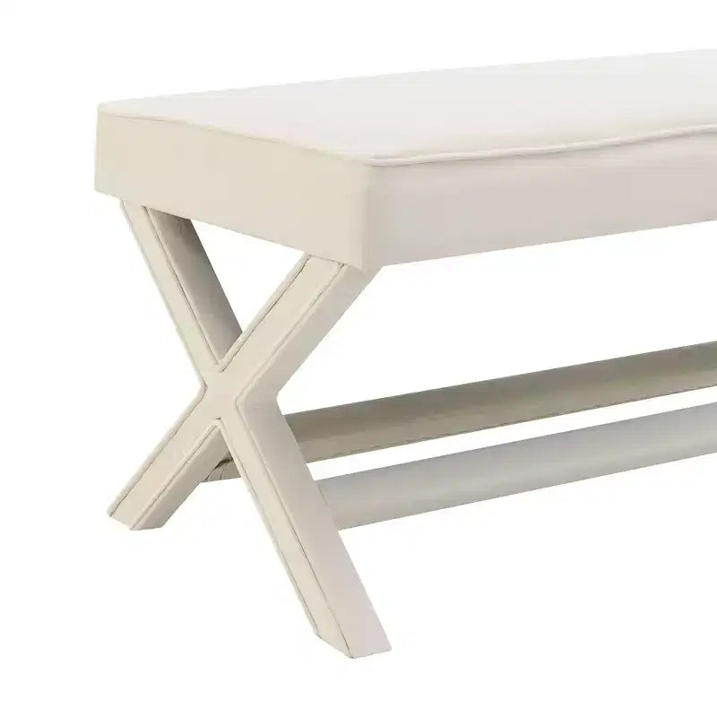 Banc rembourré en velours GDFStudio Kitto de style Mid-Century avec piétement en X