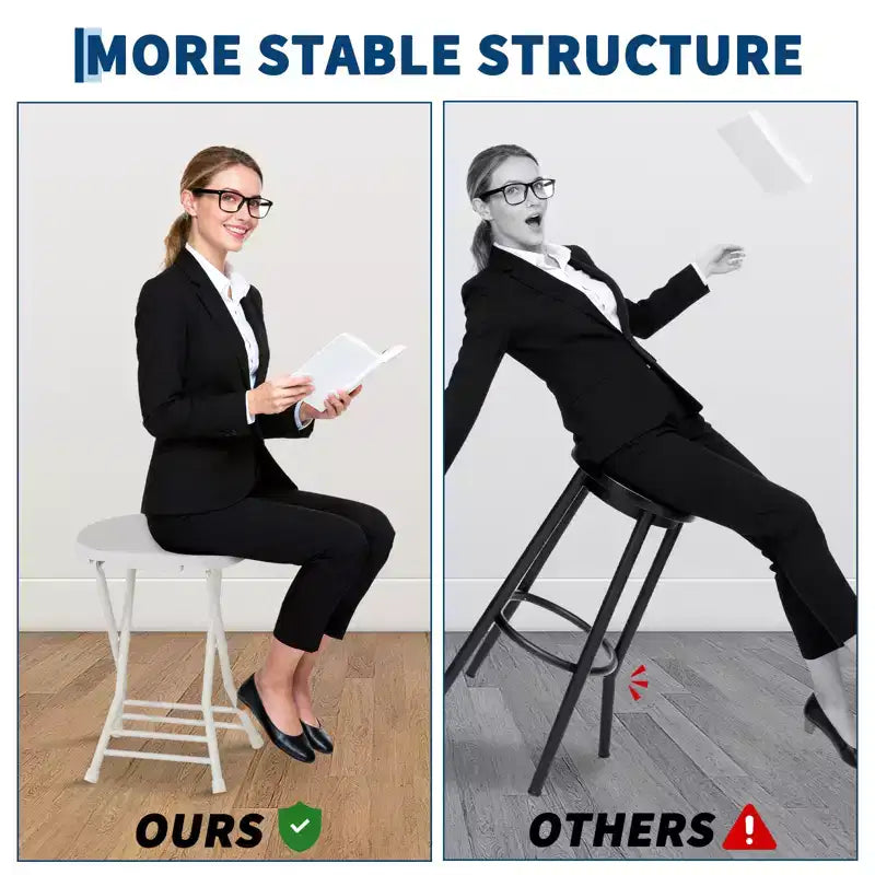1 tabouret pliant portable avec poignée, chaise pliante pour adultes, tabouret pliant de 45 cm pour dortoir, cuisine, coiffeuse, église et utilisation en extérieur