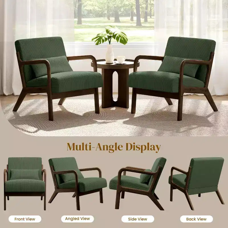 Fauteuil d'appoint en velours côtelé Yaheetech de style Mid-Century pour salon et chambre