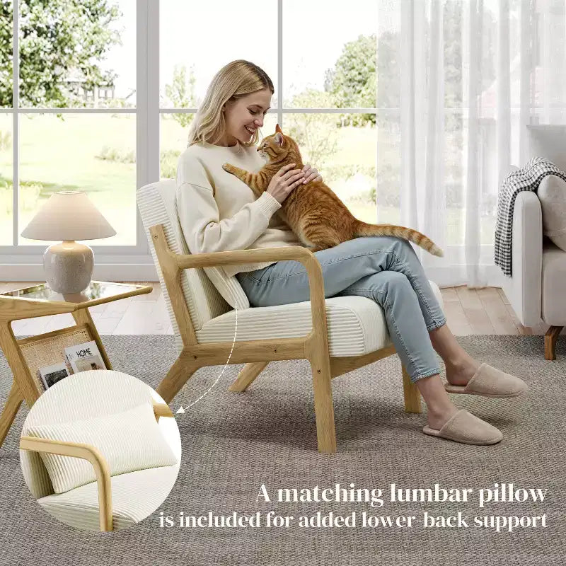 Fauteuil d'appoint en velours côtelé Yaheetech de style Mid-Century pour salon et chambre