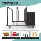 Organisateur de rangement flottant pour piscine en rotin de polyéthylène à 3 sections avec roues verrouillables, panier de rangement roulant pour jouets d'extérieur, caddie de piscine pour gilets de sauvetage et ballons