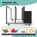 Organisateur de rangement flottant pour piscine en rotin de polyéthylène à 3 sections avec roues verrouillables, panier de rangement roulant pour jouets d'extérieur, caddie de piscine pour gilets de sauvetage et ballons