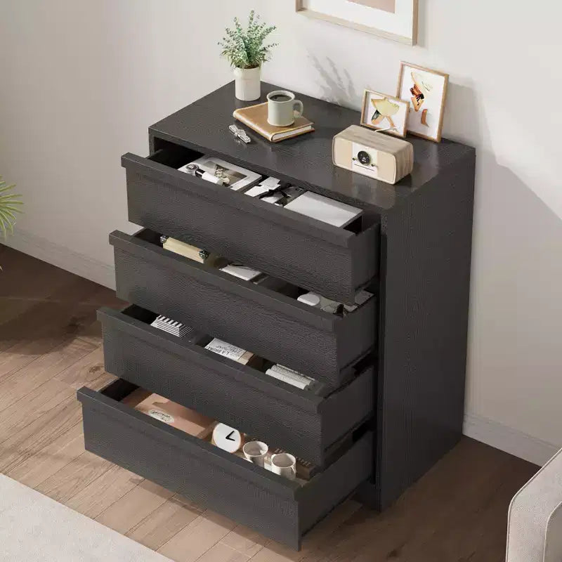 Table de chevet à 4 tiroirs pour chambre, petite table d'appoint de 99 cm de haut avec sécurité anti-basculement, commode de rangement moderne et spacieuse pour salon