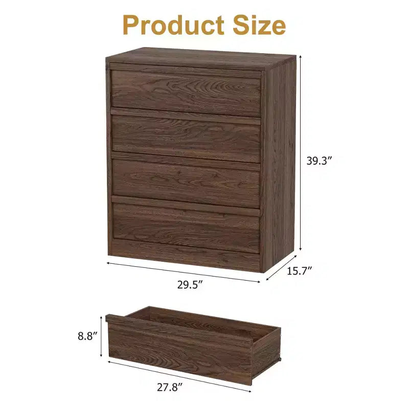 Table de chevet à 4 tiroirs pour chambre, petite table d'appoint de 99 cm de haut avec sécurité anti-basculement, commode de rangement moderne et spacieuse pour salon