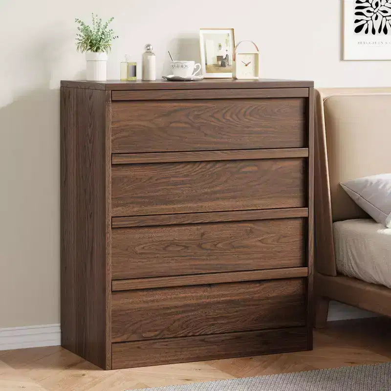 Table de chevet à 4 tiroirs pour chambre, petite table d'appoint de 99 cm de haut avec sécurité anti-basculement, commode de rangement moderne et spacieuse pour salon