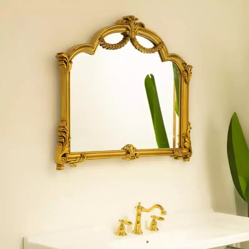 Miroir mural baroque 35 avec cadre en PU orné, bande lumineuse rétroéclairée, miroir décoratif pour salle de bain, chambre ou salon-Panipeachy