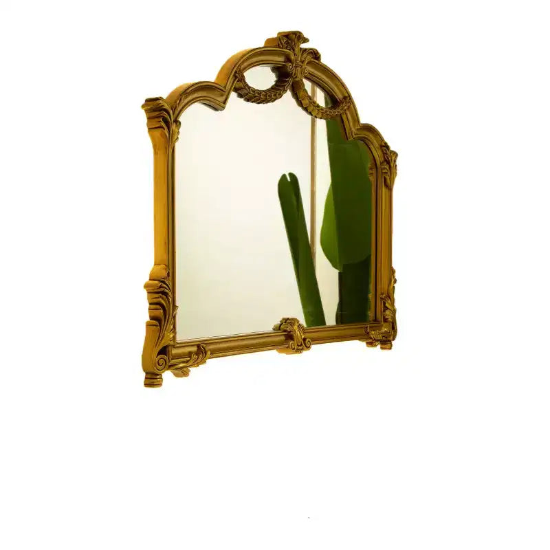 Miroir mural baroque 35 avec cadre en PU orné, bande lumineuse rétroéclairée, miroir décoratif pour salle de bain, chambre ou salon-Panipeachy