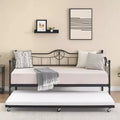 Acekool Twin Day Bed with Trundle, 4 Brake Wheels & Metal Frame for Living Room Bedroom
