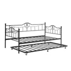 Lit de repos double Acekool avec lit gigogne, 4 roulettes freinées et cadre en métal pour salon et chambre à coucher