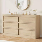 6 Drawer Dresser for Bedroom, Modern Double Dresser Organizer w/ 6 Drawers Large Storage, Wooden Chest of Drawers for Living Room
