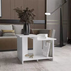 Weman 23.6 White Coffee Table with Open Shelf, Compact Durable Modern Storage Table for Living Room Home Office