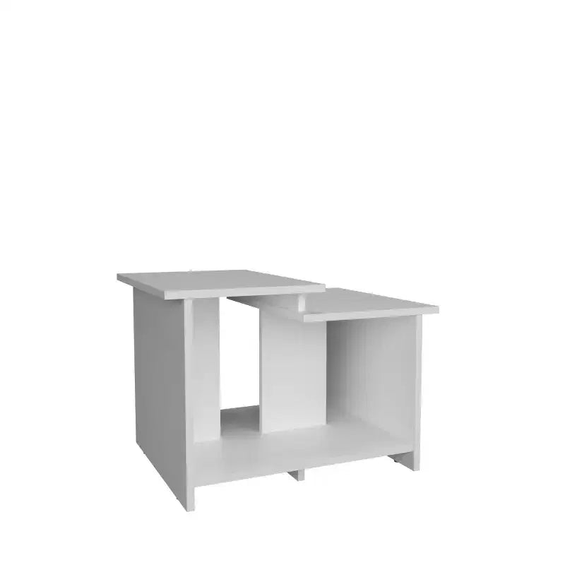 Weman 23.6 Table basse blanche avec étagère ouverte, table de rangement moderne compacte et durable pour salon et bureau à domicile