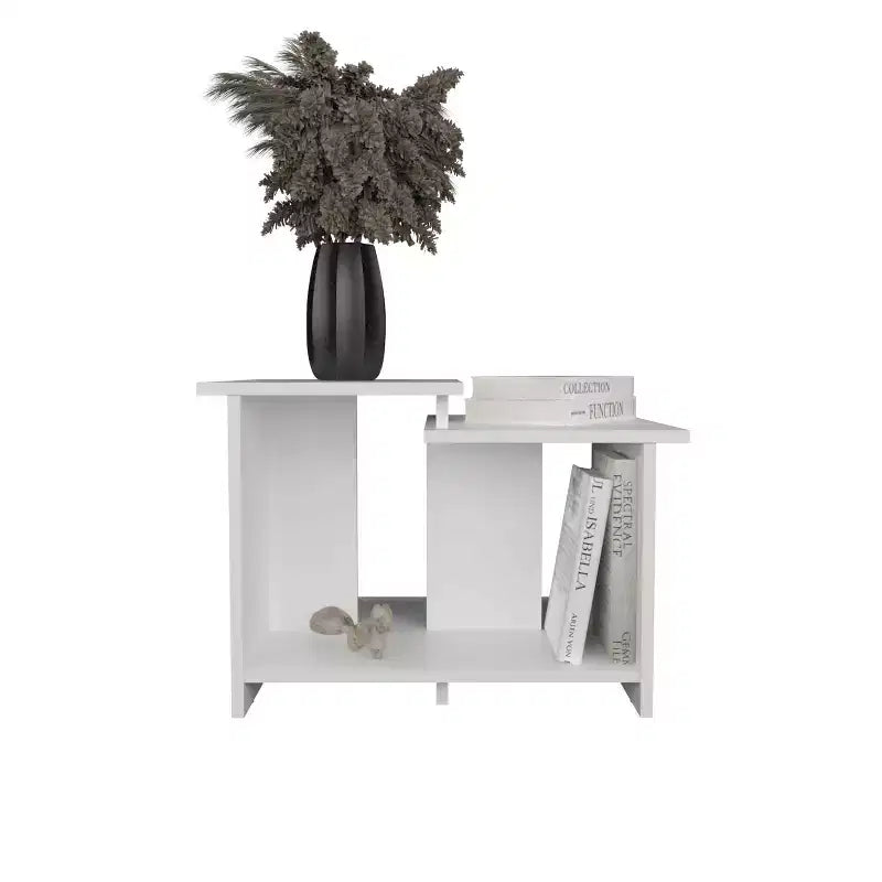 Weman 23.6 Table basse blanche avec étagère ouverte, table de rangement moderne compacte et durable pour salon et bureau à domicile