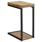 Table d'appoint industrielle Black and Antique Nutmeg, table d'appoint contemporaine élégante avec base en métal pour canapé d'appoint de salon moderne