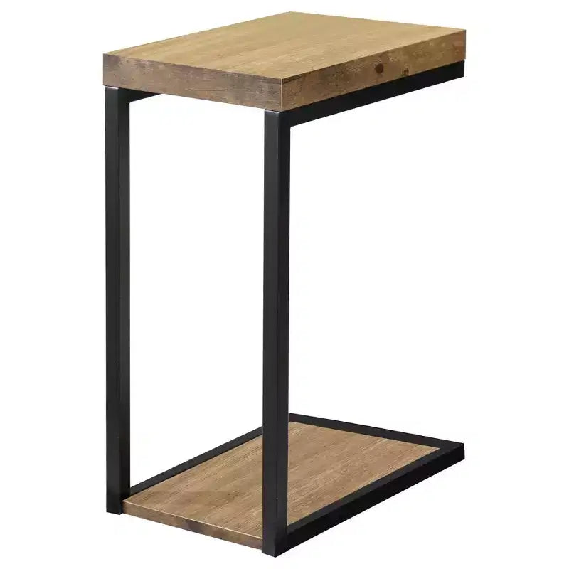 Table d'appoint industrielle Black and Antique Nutmeg, table d'appoint contemporaine élégante avec base en métal pour canapé d'appoint de salon moderne