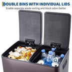 Poubelle de cuisine avec couvercle, 60L (2 x 30L) à double compartiment en acier inoxydable, poubelle de recyclage combinée avec pédales indépendantes