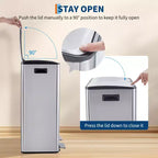Poubelle de cuisine avec couvercle, 60L (2 x 30L) à double compartiment en acier inoxydable, poubelle de recyclage combinée avec pédales indépendantes