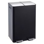 Kitchen Trash Can with Lid, 16 Gal / 60L (2 x 8 Gal) Dual Compartment Stainless Steel Garbage and Recycling Bin Combo with Independent Step Pedals