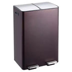 Poubelle de cuisine avec couvercle, 60L (2 x 30L) à double compartiment en acier inoxydable, poubelle de recyclage combinée avec pédales indépendantes