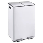 Poubelle de cuisine avec couvercle, 60L (2 x 30L) à double compartiment en acier inoxydable, poubelle de recyclage combinée avec pédales indépendantes