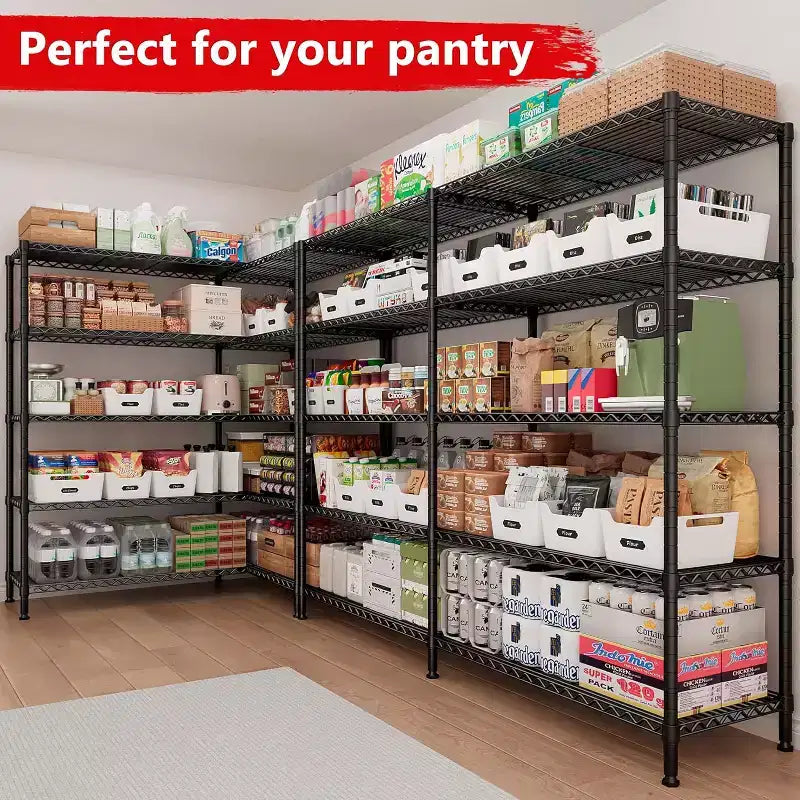 Étagère de rangement en métal robuste à 5 niveaux BATHWA, étagères métalliques réglables en fil métallique de 60W x 14D x 72H pour le rangement, étagères de rangement autoportantes de 1500 lb