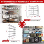Étagère de rangement en métal robuste à 5 niveaux BATHWA, étagères métalliques réglables en fil métallique de 60W x 14D x 72H pour le rangement, étagères de rangement autoportantes de 1500 lb