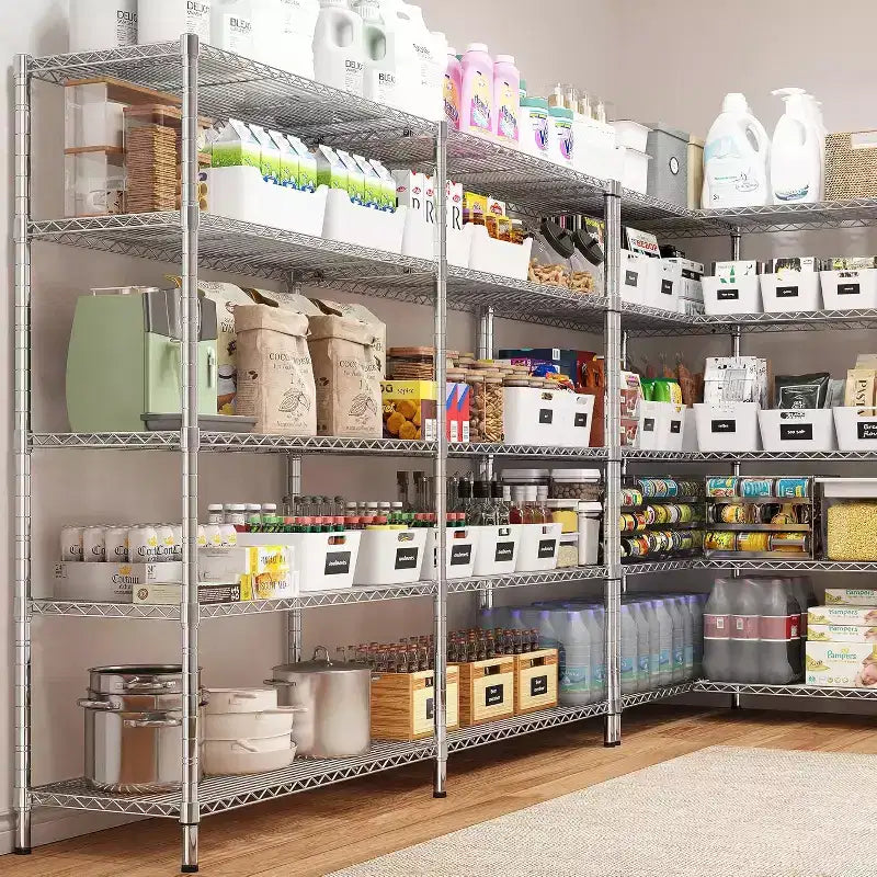 Étagère de rangement en métal robuste à 5 niveaux BATHWA, étagères métalliques réglables en fil métallique de 60W x 14D x 72H pour le rangement, étagères de rangement autoportantes de 1500 lb