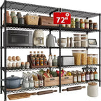 BATHWA 5-Tier Heavy Duty Metal Storage Rack, 60W x 14D x 72H Adjustable Wire Metal Shelves for Storage, 1500LBS Free Standing Storage Shelf Units
