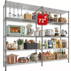 Étagère de rangement en métal robuste à 5 niveaux BATHWA, étagères métalliques réglables en fil métallique de 60W x 14D x 72H pour le rangement, étagères de rangement autoportantes de 1500 lb