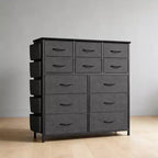Commode en tissu à 12 tiroirs avec bacs de rangement, tour de rangement haute en bois pour chambre, couloir, entrée