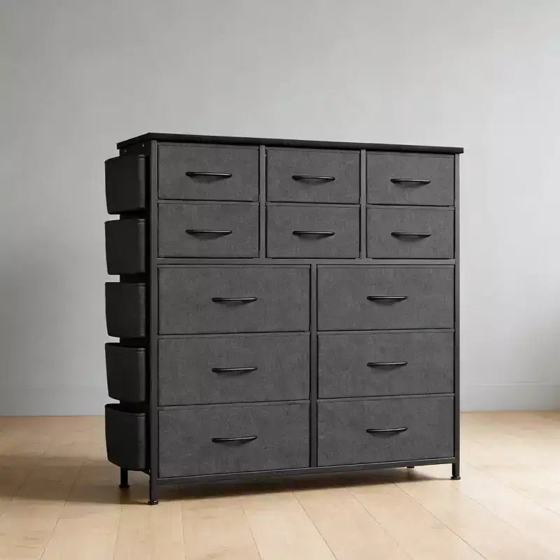 Commode en tissu à 12 tiroirs avec bacs de rangement, tour de rangement haute en bois pour chambre, couloir, entrée