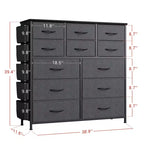 Commode en tissu à 12 tiroirs avec bacs de rangement, tour de rangement haute en bois pour chambre, couloir, entrée