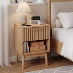 Table de chevet bohème avec tiroir et étagère ouverte, petite table de chevet moderne en bois, table d'appoint compacte pour chambre et salon