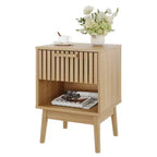 Table de chevet bohème avec tiroir et étagère ouverte, petite table de chevet moderne en bois, table d'appoint compacte pour chambre et salon