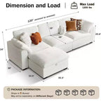 Canapé d'angle modulable surdimensionné Dyonery Cloud, en L et en U, avec pouf de rangement, assise profonde