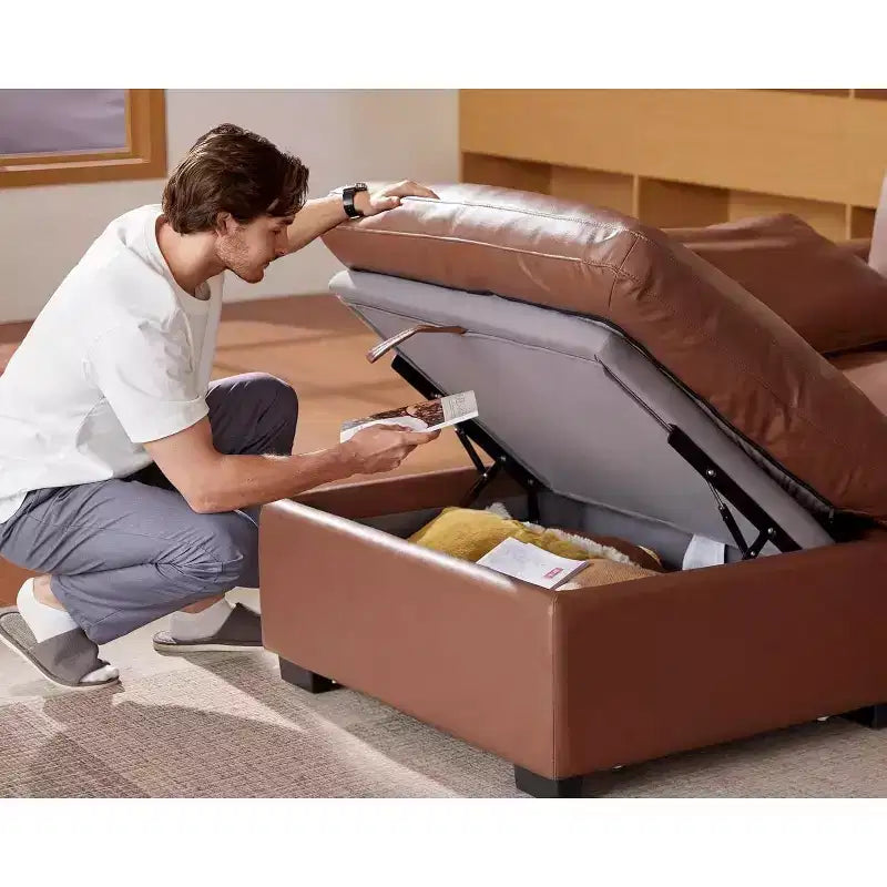 Canapé d'angle modulable surdimensionné Dyonery Cloud, en L et en U, avec pouf de rangement, assise profonde