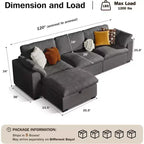 Canapé d'angle modulable surdimensionné Dyonery Cloud, en L et en U, avec pouf de rangement, assise profonde