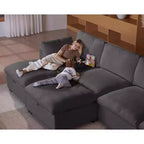 Canapé d'angle modulable surdimensionné Dyonery Cloud, en L et en U, avec pouf de rangement, assise profonde