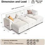 Canapé d'angle modulable surdimensionné Dyonery Cloud, en L et en U, avec pouf de rangement, assise profonde