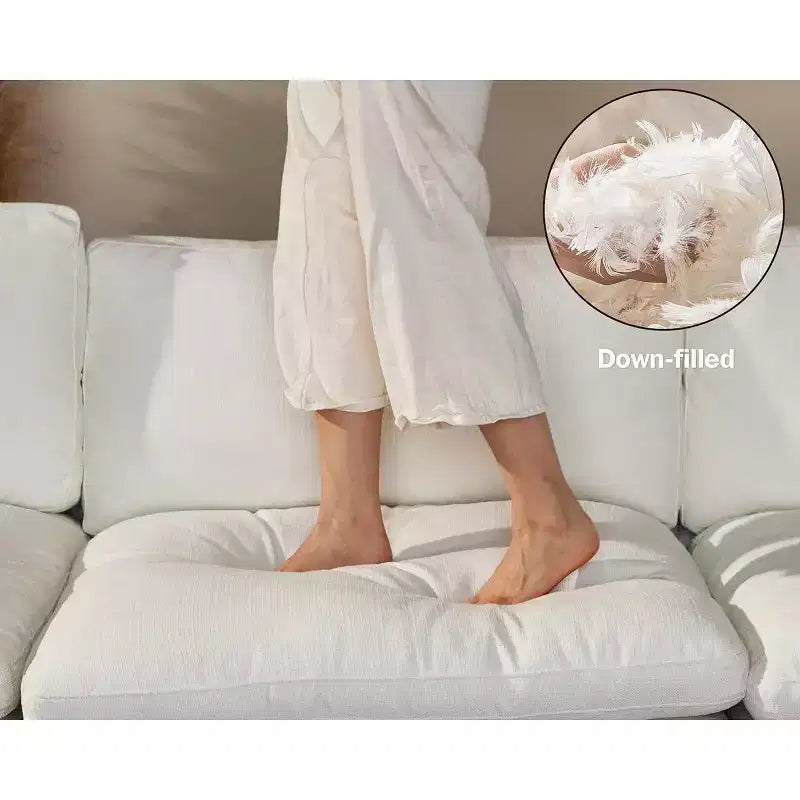 Canapé d'angle modulable surdimensionné Dyonery Cloud, en L et en U, avec pouf de rangement, assise profonde