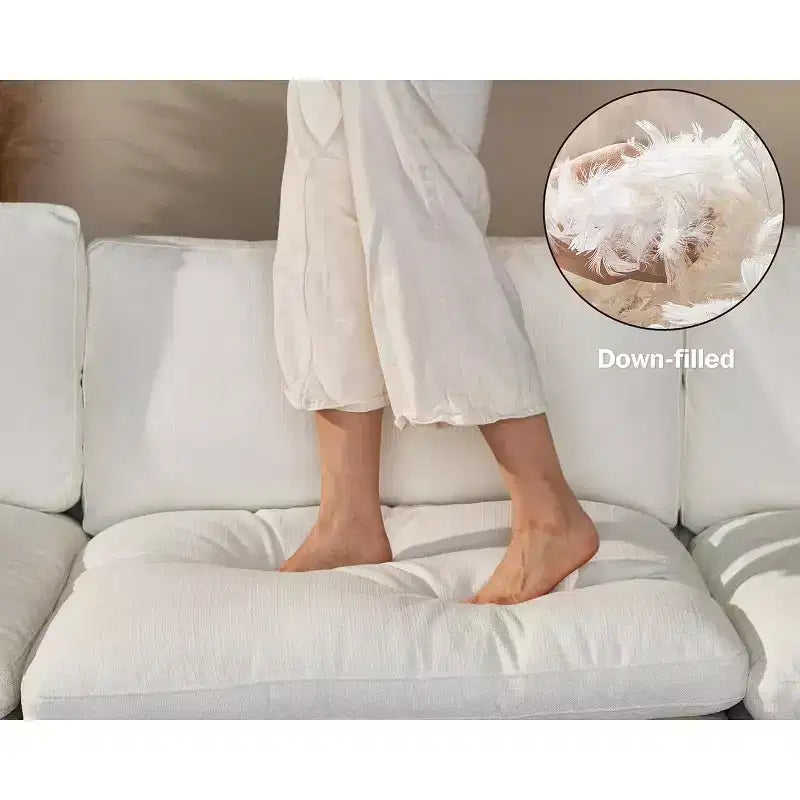 Canapé d'angle modulable surdimensionné Dyonery Cloud, en L et en U, avec pouf de rangement, assise profonde