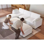 Canapé d'angle modulable surdimensionné Dyonery Cloud, en L et en U, avec pouf de rangement, assise profonde