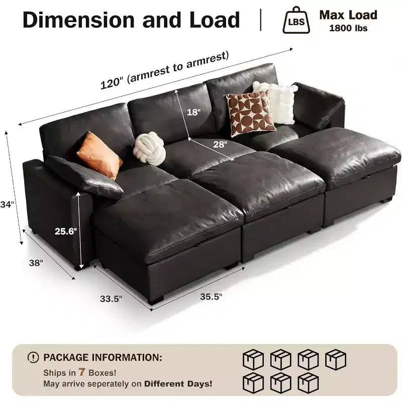 Canapé d'angle modulable surdimensionné Dyonery Cloud, en L et en U, avec pouf de rangement, assise profonde
