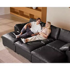Canapé d'angle modulable surdimensionné Dyonery Cloud, en L et en U, avec pouf de rangement, assise profonde