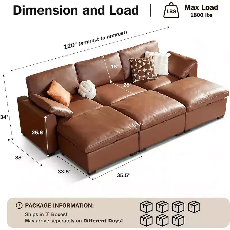 Canapé d'angle modulable surdimensionné Dyonery Cloud, en L et en U, avec pouf de rangement, assise profonde